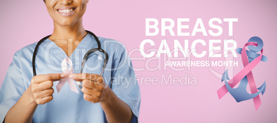 Composite image of breast cancer awareness message