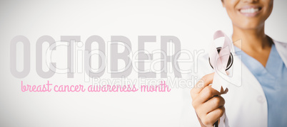 Composite image of pink breast cancer awareness text