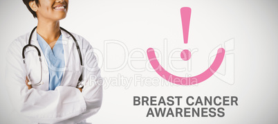 Composite image of breast cancer awareness message