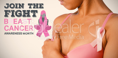 Composite image of breast cancer awareness message