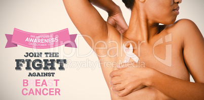 Composite image of breast cancer awareness message