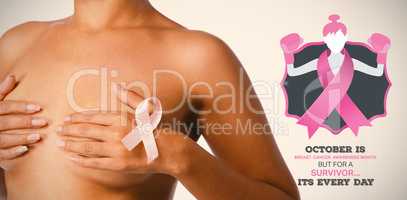 Composite image of breast cancer awareness message