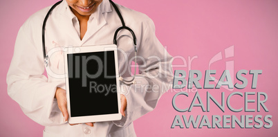 Composite image of breast cancer awareness message