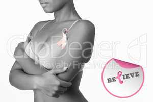 Composite image of breast cancer awareness message