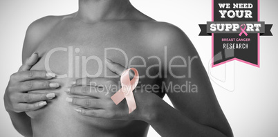 Composite image of breast cancer awareness message