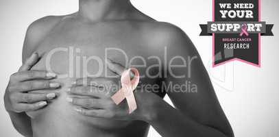 Composite image of breast cancer awareness message