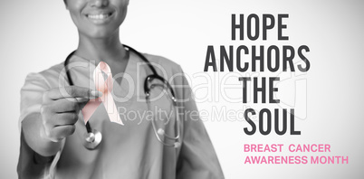 Composite image of breast cancer awareness message