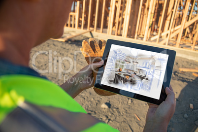 Female Construction Worker Reviewing Kitchen Illustration on Com