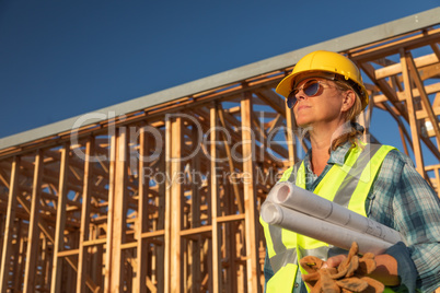 Female Construction Worker at Construction Site