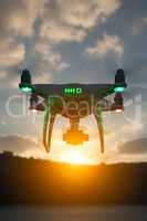 Silhouette of Unmanned Aircraft System (UAV) Quadcopter Drone In