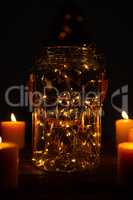 electric garland in a glass jar