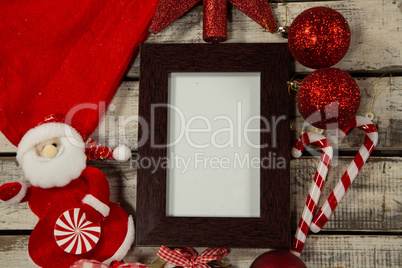black wooden frame and Christmas ornament