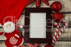 black wooden frame and Christmas ornament