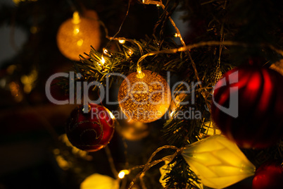 Christmas decoration hanging in tree