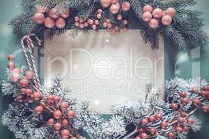 Christmas Garland, Fir Tree Branch, Snowflakes, Copy Space