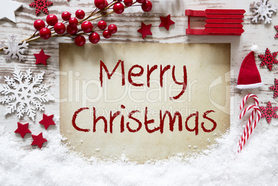 Bright Christmas Decoration, Snow, Text Merry Christmas