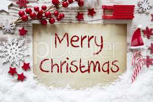 Bright Christmas Decoration, Snow, Text Merry Christmas