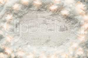 White Wooden Vintage, Christmas Background, Snow And Lights