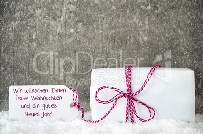 White Gift, Snowflakes, Label, Gutes Neues Means Happy New Year