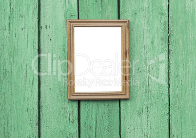 empty wooden frame hanging on wooden wall