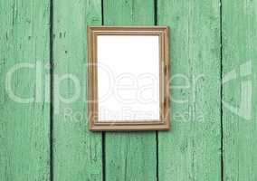 empty wooden frame hanging on wooden wall