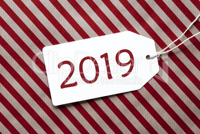 White Label On Red Wrapping Paper, Text 2019