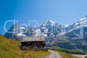 beautiful summer mountain landscape with views of Eiger peak. Bernese Oberland, Switzerland