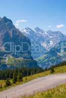beautiful summer mountain landscape with views of Jungfrau mountain. Bernese Oberland, Switzerland