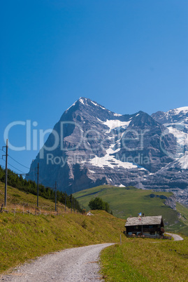 beautiful summer mountain landscape with views of Eiger peak. Bernese Oberland, Switzerland