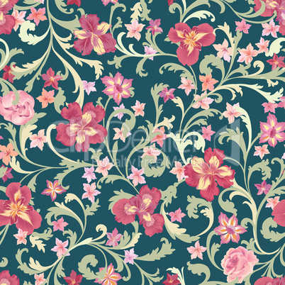 Floral seamless pattern.  Flower background.  Flourish nature ga