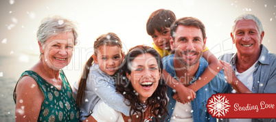 Composite image of banner sending love