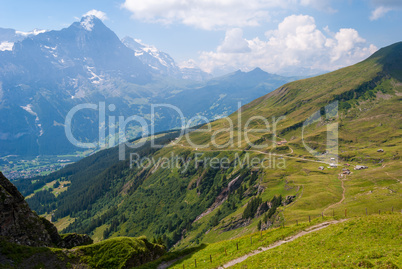 Mountain landscape on a clear Sunny day Switzerland Alps