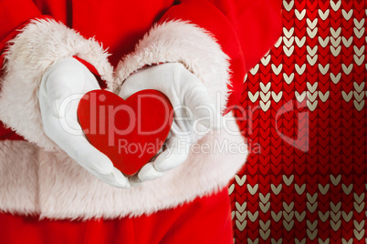 Composite image of santa claus showing red heart shape
