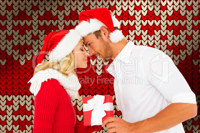 Composite image of young festive couple