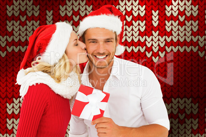 Composite image of young festive couple