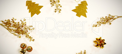 Christmas decorations on white background