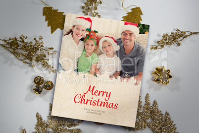Composite image of christmas decorations on white background