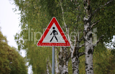 Road signs. Crosswalk. Sign : Caution pedestrian.