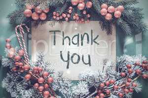 Christmas Garland, Fir Tree Branch, Snowflakes, Text Thank You