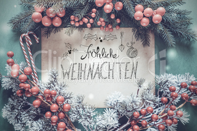 Christmas Garland, Calligraphy Froehliche Weihnachten Means Merry Christmas