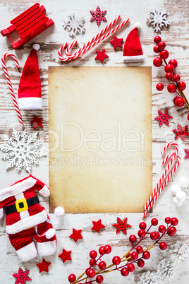 Christmas Flat Lay, Snow, Vertical Paper, Copy Space