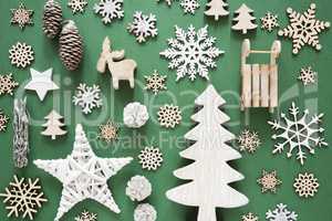 Flat Lay With Wooden Christmas Decoration Like Trees