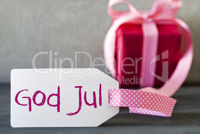 Pink Gift, Label, God Jul Means Merry Christmas