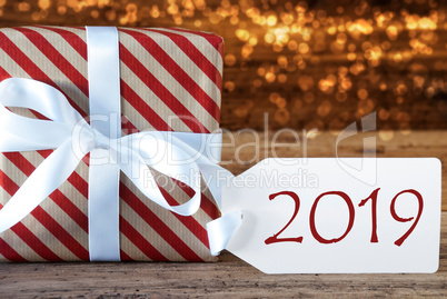 Atmospheric Red Christmas Gift With Label, Text 2019