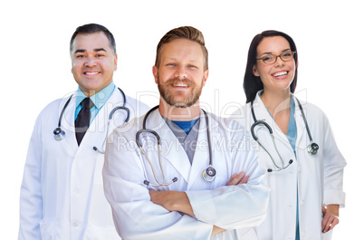 Group Of Mixed Race Male and Female Doctors of Nurses Isolated O