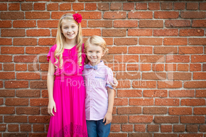 Cute Young Caucasian Brother and Sister Portrait