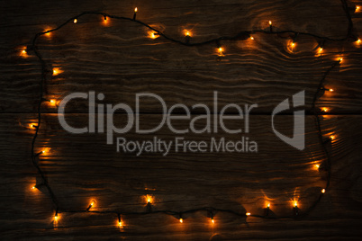 copy space with christmas yellow electric garland