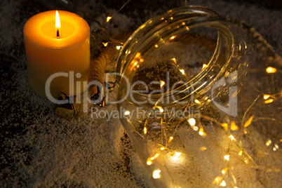smooth christmas lights and candle