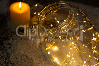 smooth christmas lights and candle