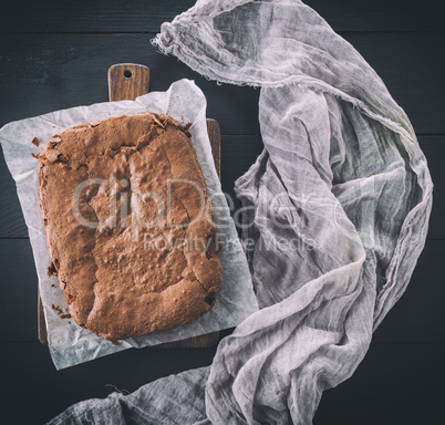 whole rectangular baked chocolate brownie cake